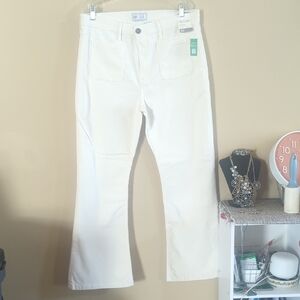 Gap High Rise 70s Flare Stretch Size 34 Cream Corduroy 34/18 NWT